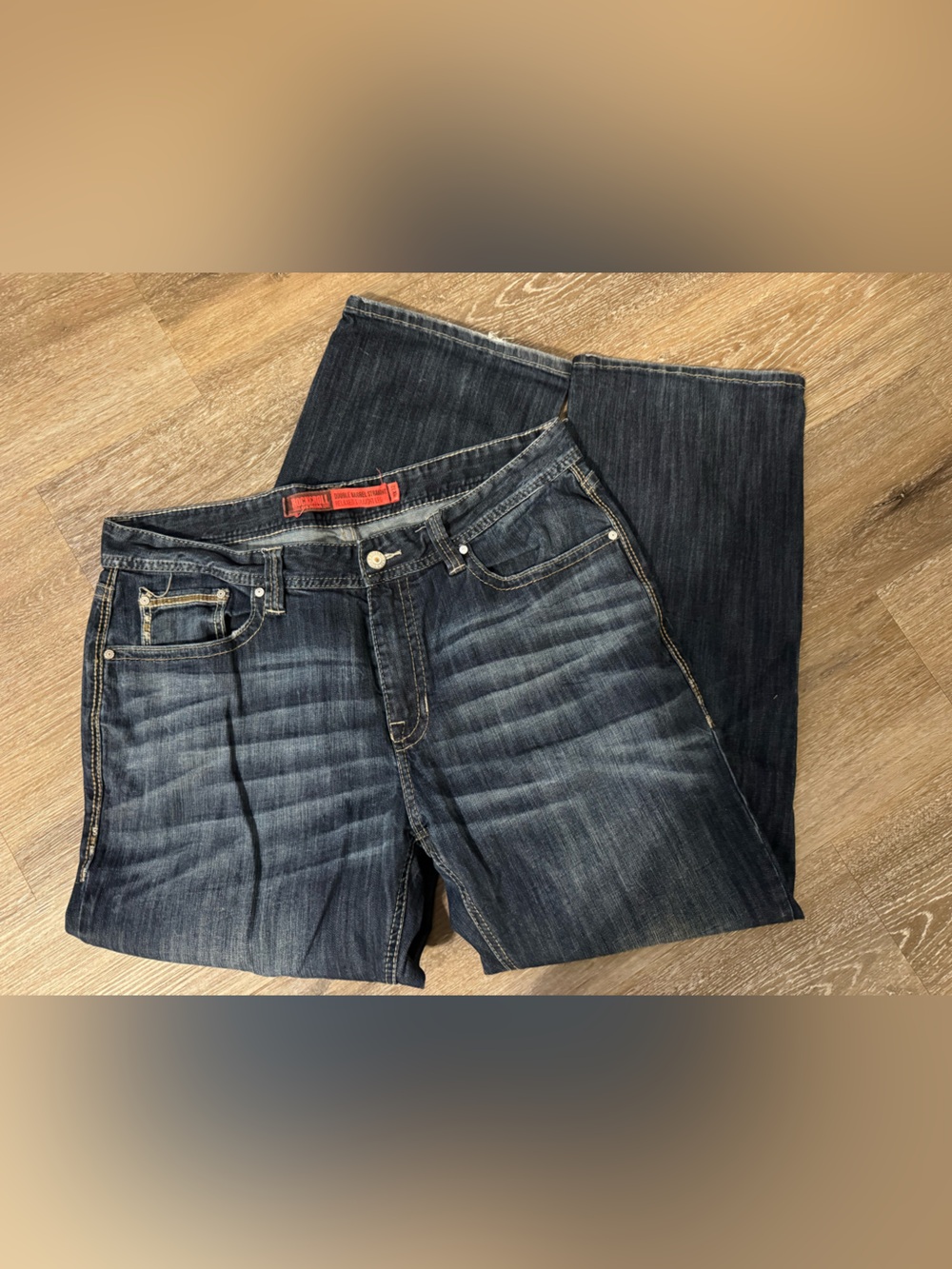 True Religion Men's Washed Dark Blue Straight Jeans